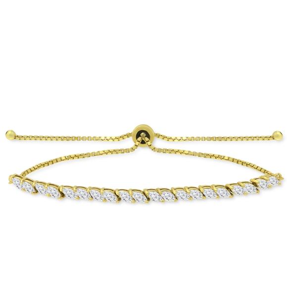 NEW Giani Bernini BOLO BRACELET 18k Gold Plate Cubic Zirconia Marquise Cut NWT - Picture 5 of 7